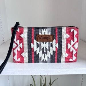 NEW Montana West Wrangler Women's Black Sherpa Aztec Canvas Clutch